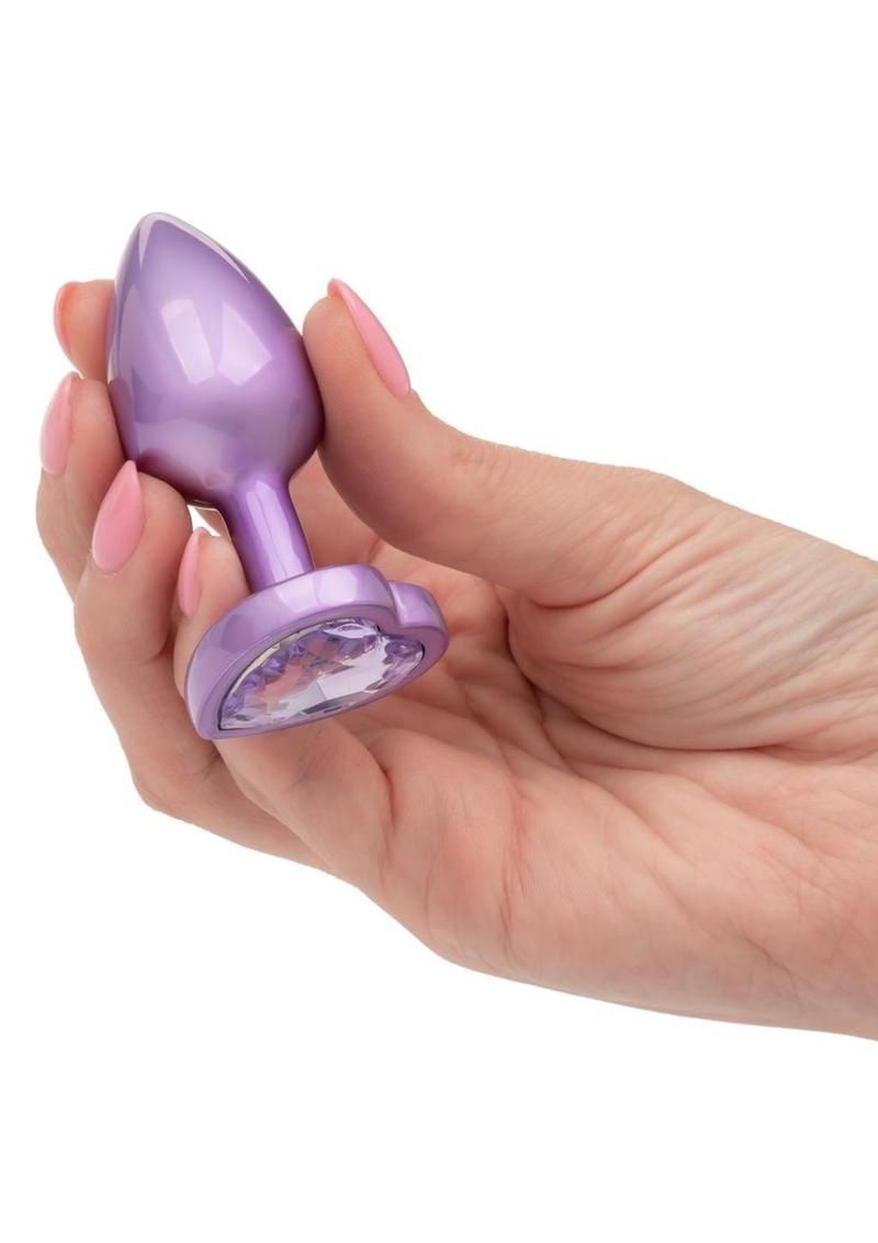 Jewel Amethyst Purple Heart Anal Plug, Size: Small