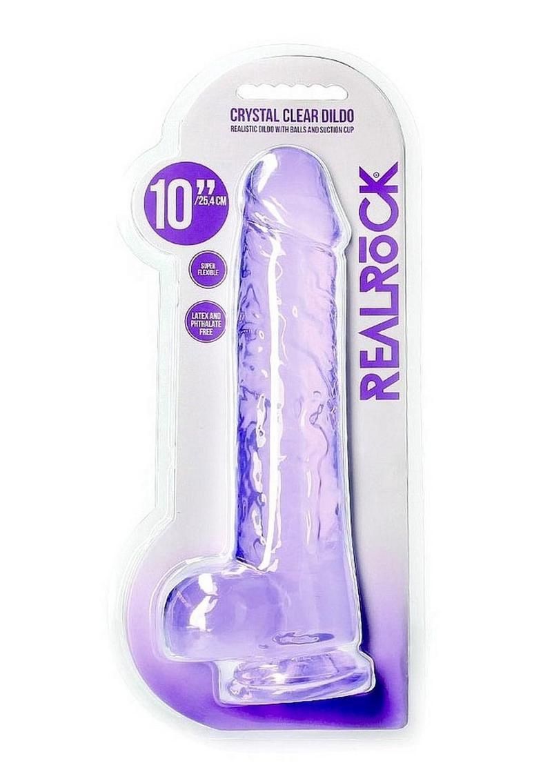 RealRock Crystal Clear 10" Dildo, Color: Purple