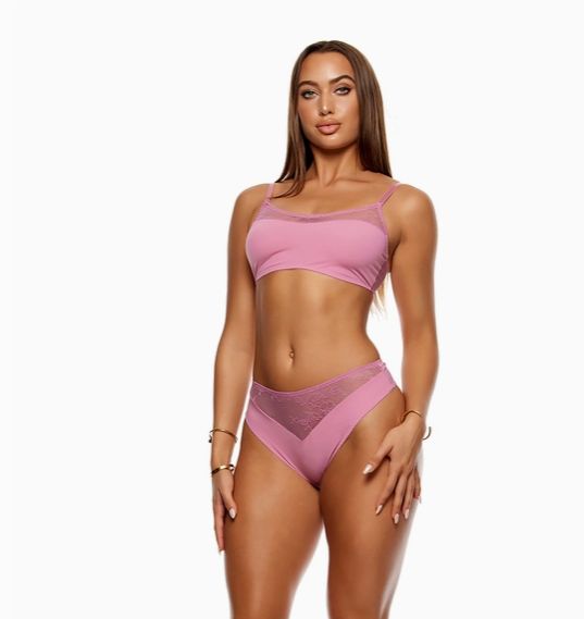 Take It Easy Bralette Set, Color: Mauve, Size: Small