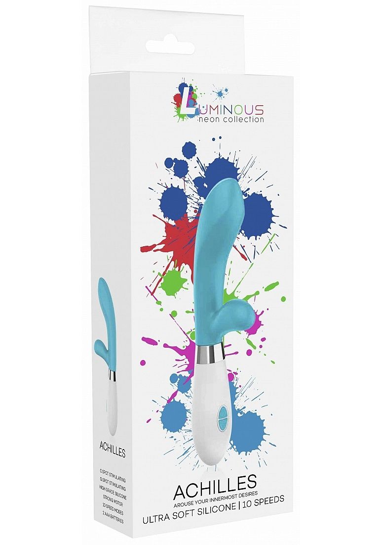 Achilles Ultra Soft Silicone Rabbit Vibe, Color: Turquoise