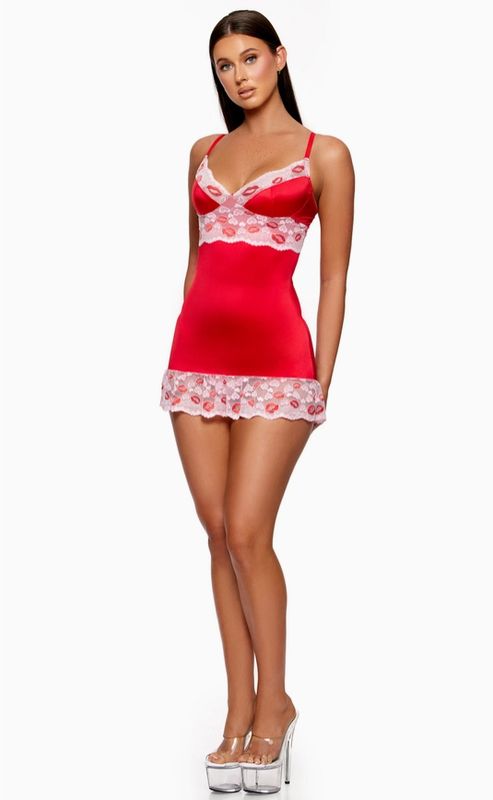 Lips Like Butter Satin Chemise Set