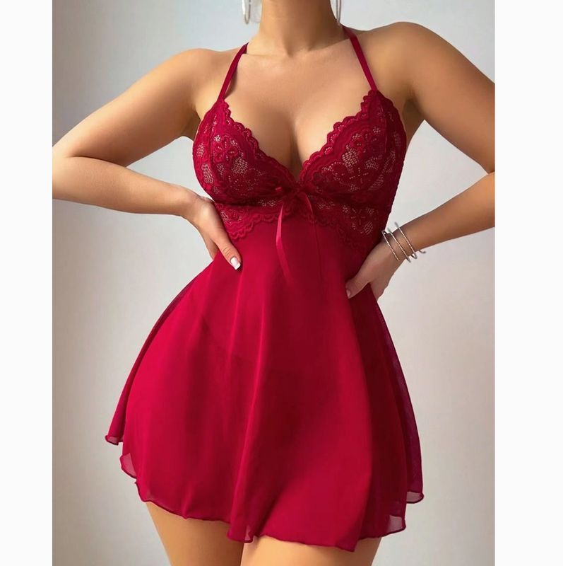 Lace Halter Flirty Mini Dress