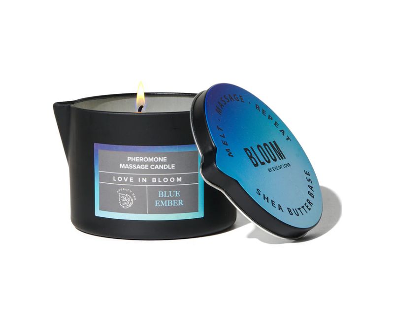 Eye of Love Bloom Pheromone Massage Candle Blue Ember
