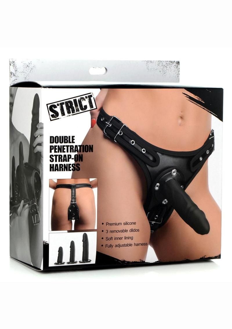 Strict Double Penetration Strap-On Harness with Silicone Dildos