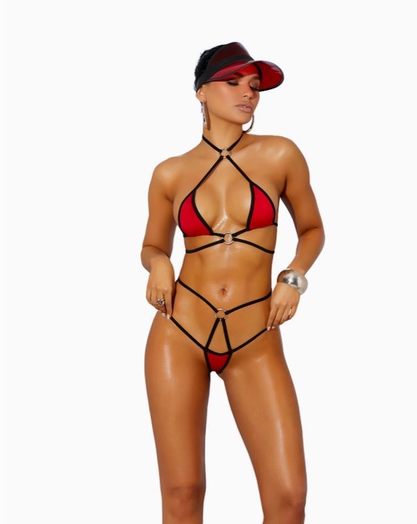 Strappy Red Lycra Set