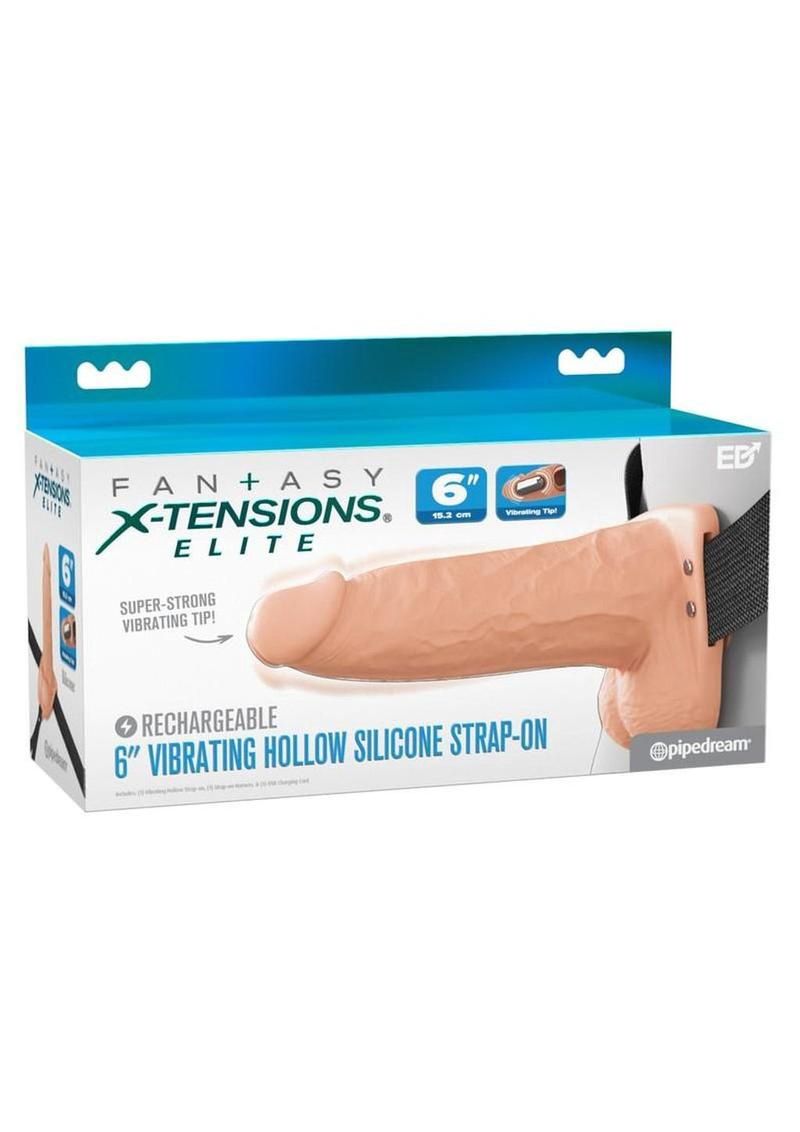 Fantasy X-Tensions Elite Vibrating 6" Hollow Strap-On, Color: Vanilla