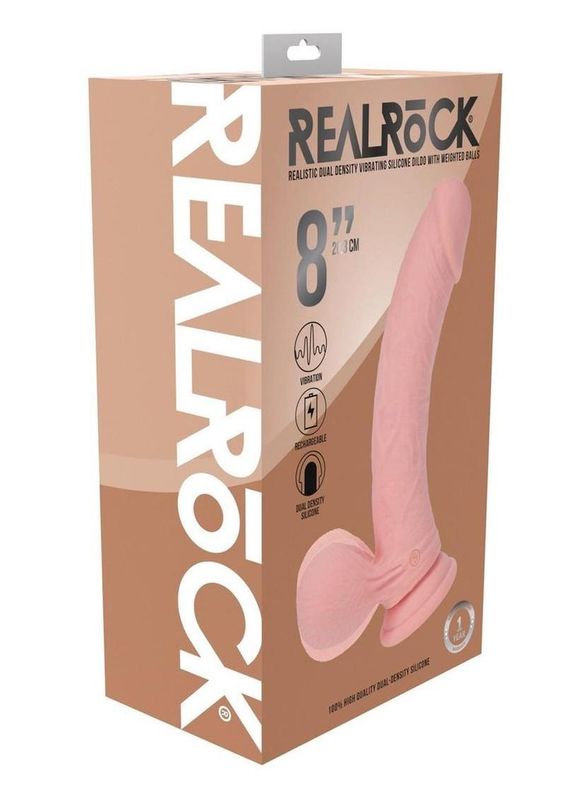RealRock 8" Rechargeable Dual Layered Vibrating Dildo with Weighted Balls