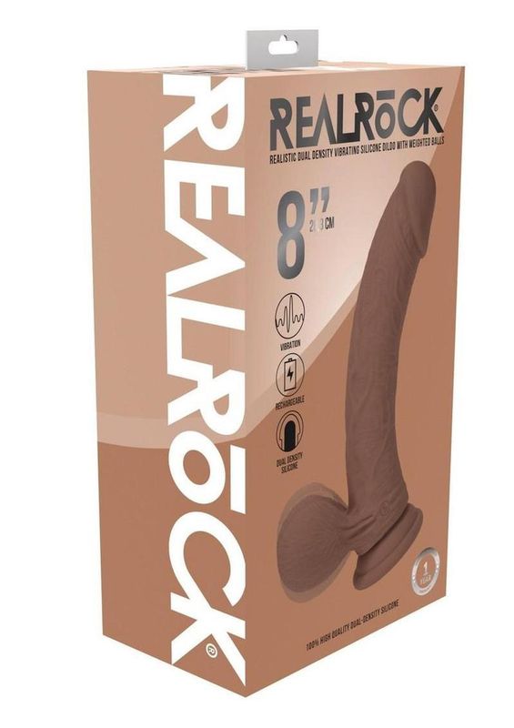 RealRock 8" Rechargeable Dual Layered Vibrating Dildo with Weighted Balls