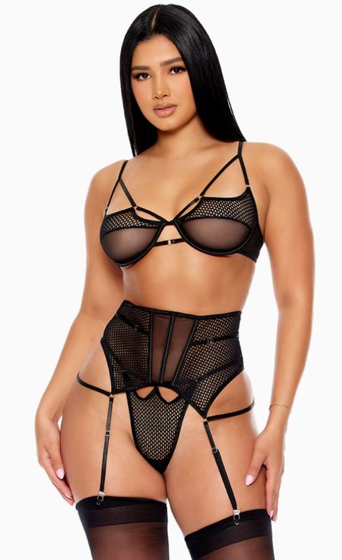 Caught Up O-Net Bra and Waist Cincher Set