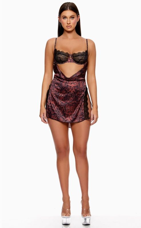 Second Skin Snake Satin Chemise Set