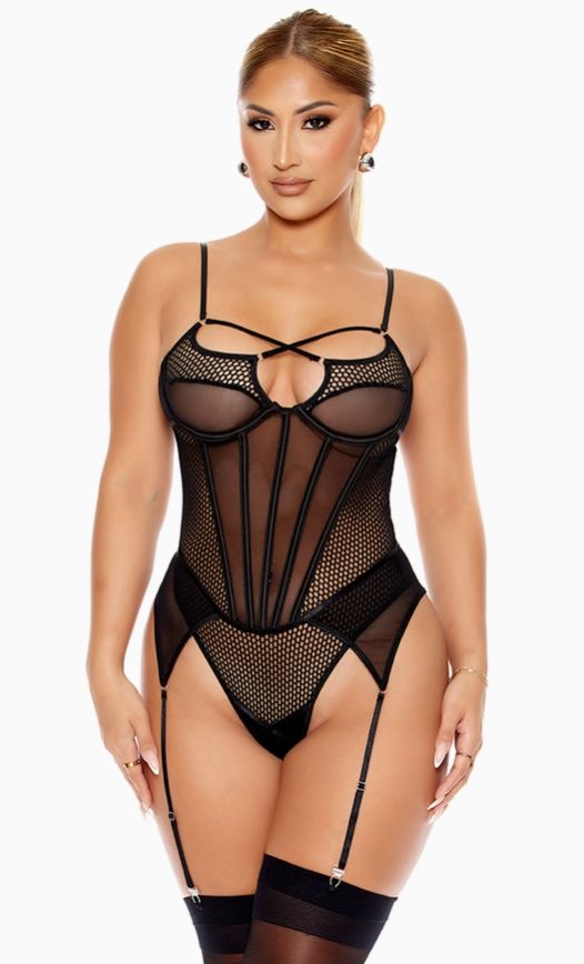 Caught Up O-Net Corset Style Teddy