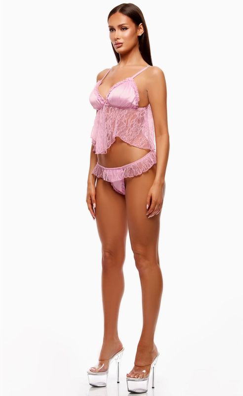 Soft Girl Era Sheer Mesh Cami Set