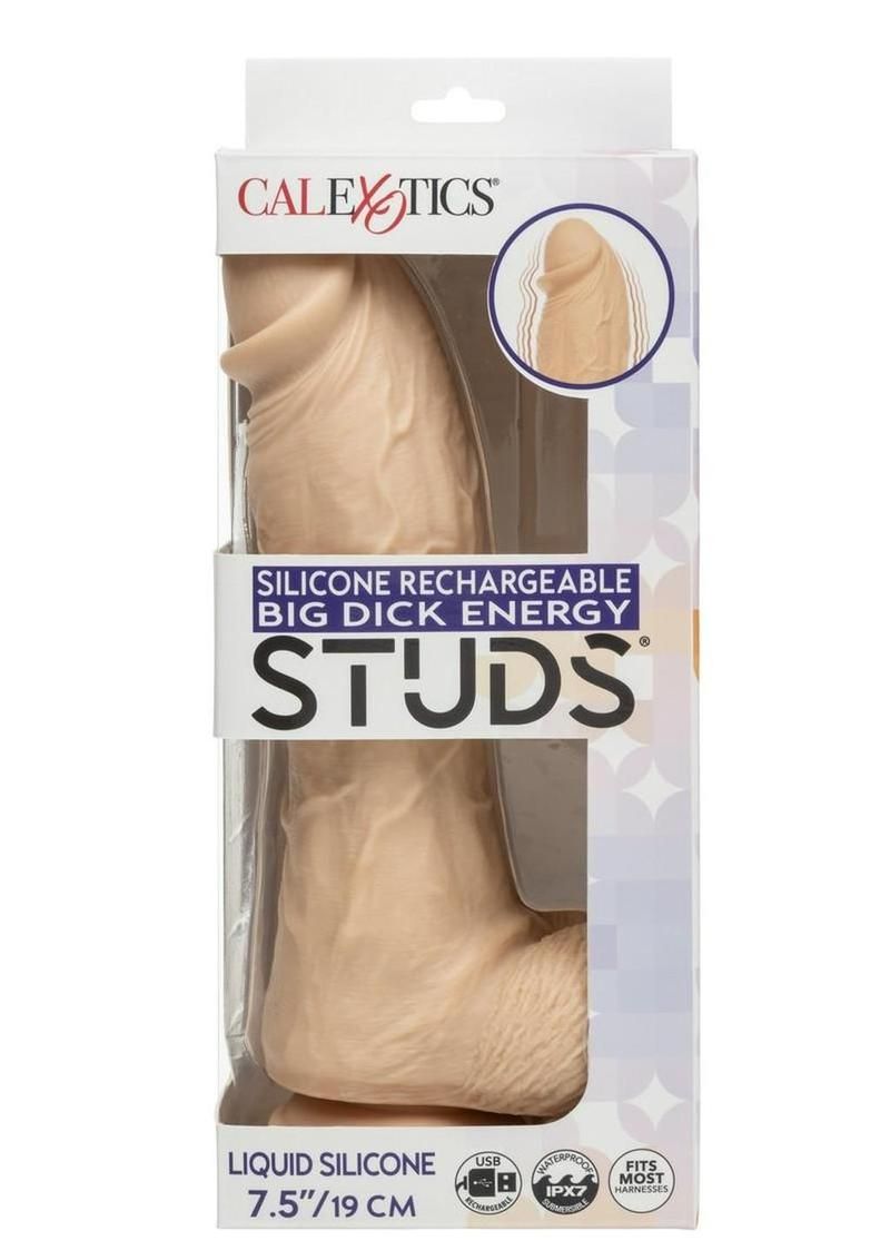 Silicone Stud Big Dick Energy Vibrating Dildo, Color: Vanilla