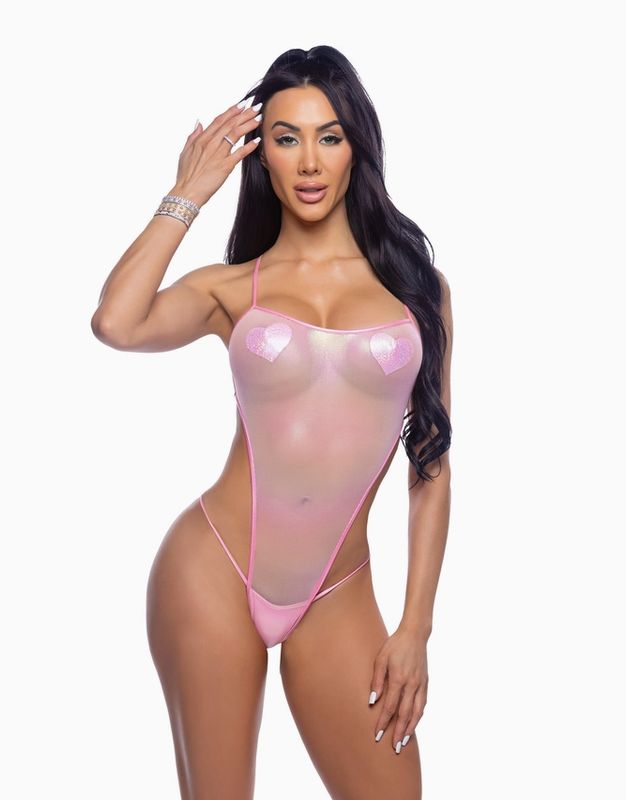 Holographic Fishnet High Cut Romper