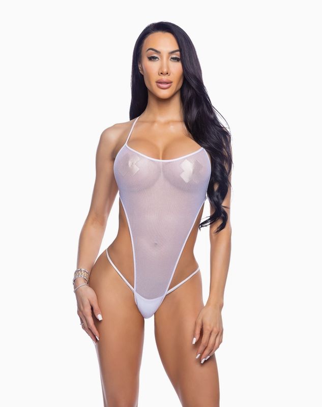 Holographic Fishnet High Cut Romper