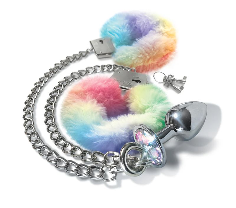 NIXIE Unicorn Metal Butt Plug &amp; Furry Handcuff Set
