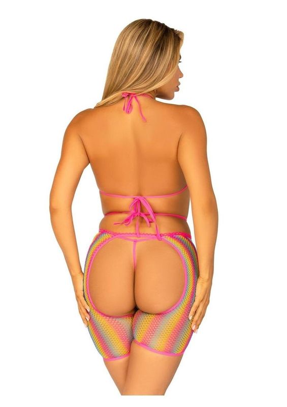 Rainbow Net Bikini Top &amp; Short Set