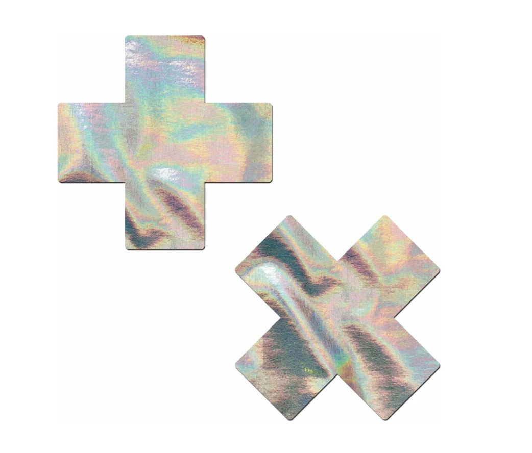 Pastease Holographic Silver Crosses Pasties