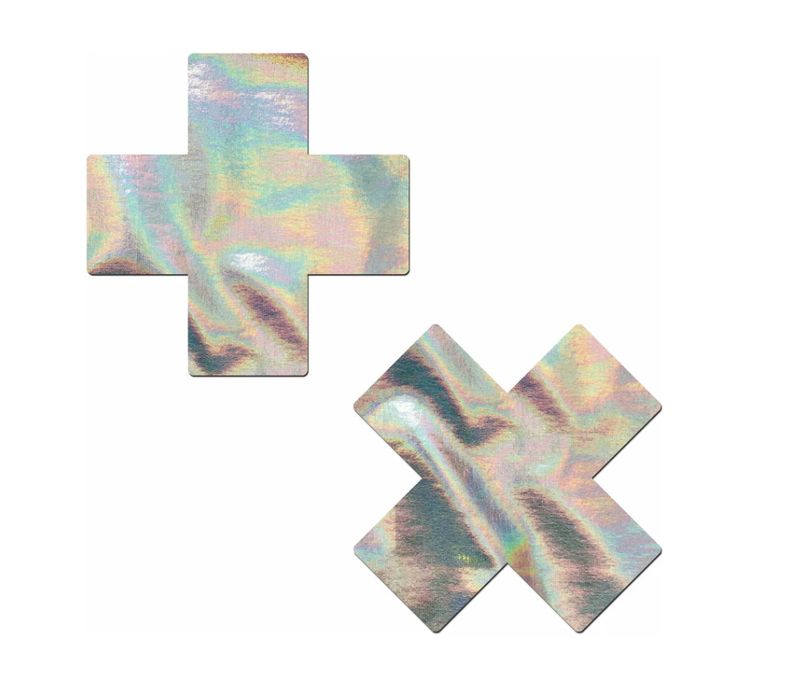 Pastease Holographic Silver Crosses Pasties