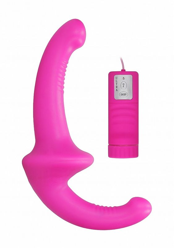 Pink Vibrating Silicone Strapless Strap On