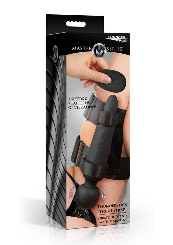 Master Series Thunderstick Thigh Strap Vibrating Wand with Harness