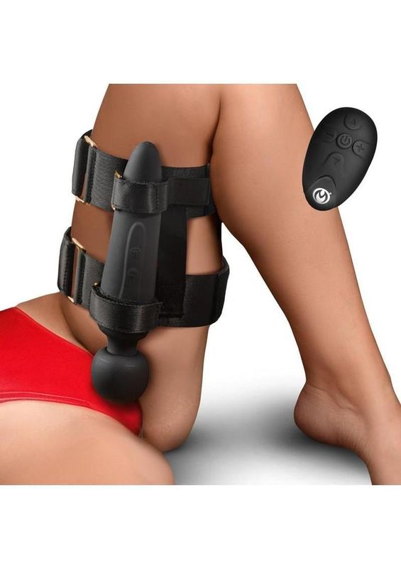 Master Series Thunderstick Thigh Strap Vibrating Wand with Harness