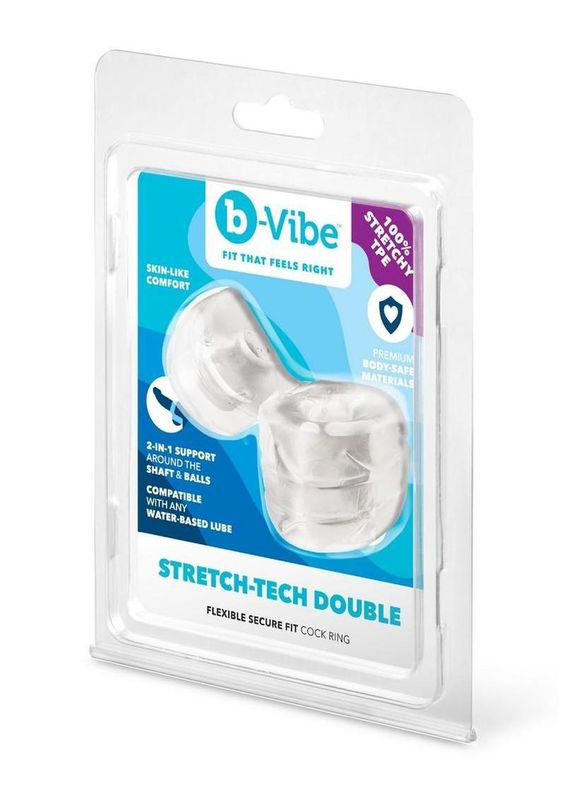 B-Vibe Stretch Tech Double Barrel Ultra Stretchy Cock Ring and Ball Stretcher
