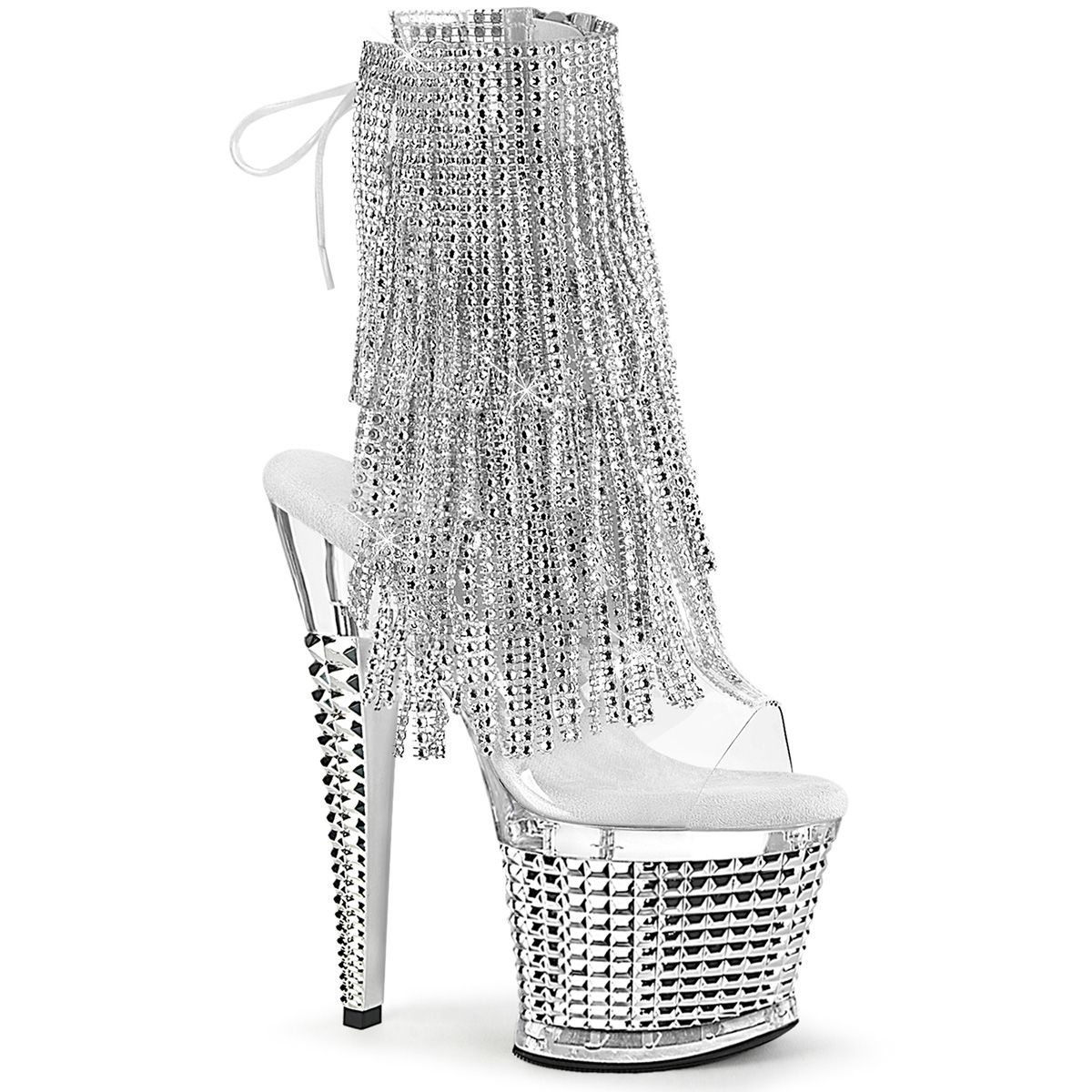 Spectator 7" Chrome Fringe Boot, Size: 6