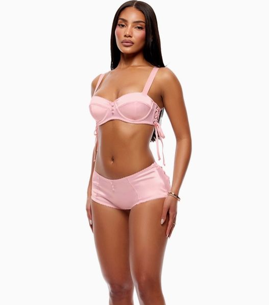 Tied and Tempted Satin Lace Up Set