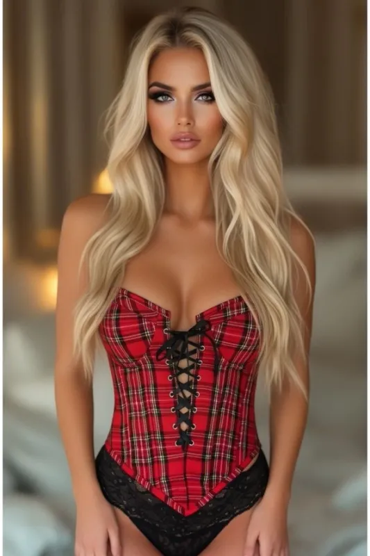 Top Drawer Plaid Steel Boned Bustier