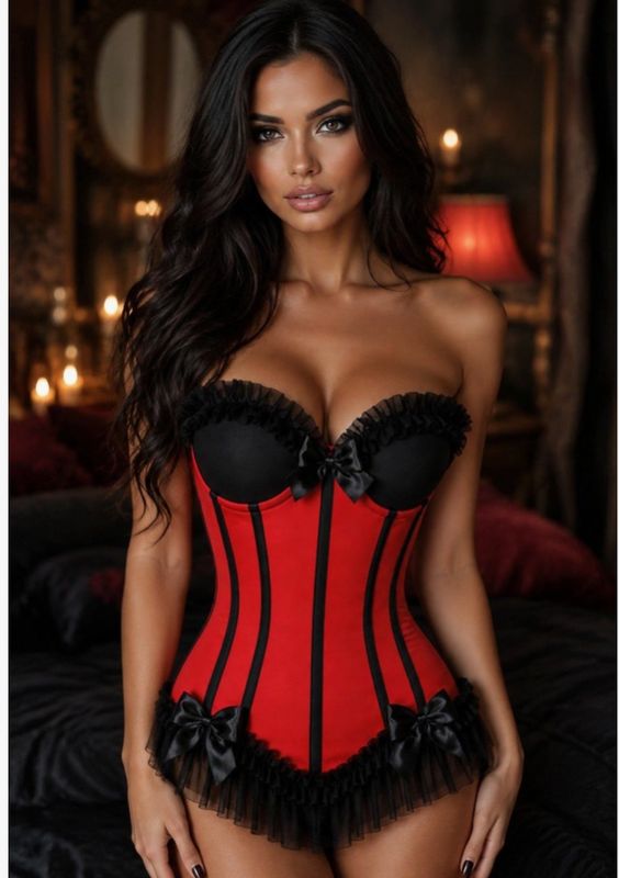 Lavish Red Lycra Bustier Corset