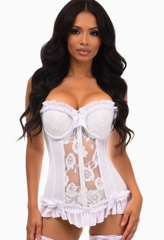 Lavish White Lycra Bustier Corset