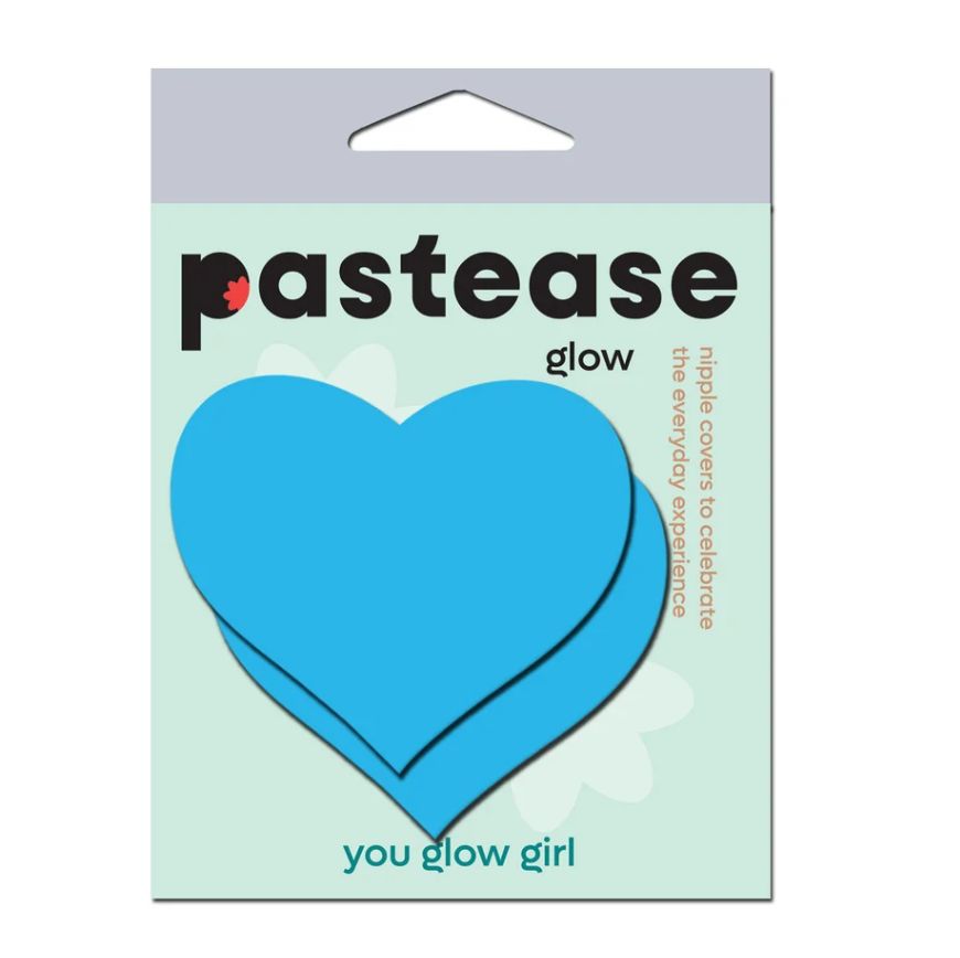 Pastease Glow-in-the-Dark Turquoise Heart Pasties