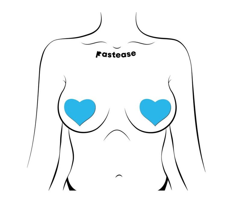Pastease Glow-in-the-Dark Turquoise Heart Pasties