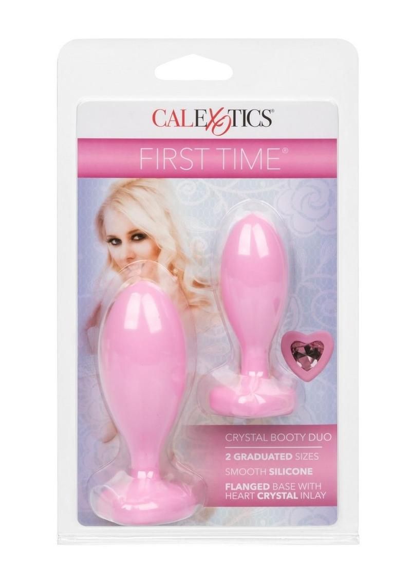 First Time Crystal Booty Duo Silicone Anal Plug (2 Pack)