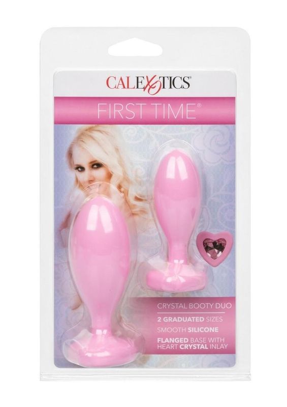 First Time Crystal Booty Duo Silicone Anal Plug (2 Pack)