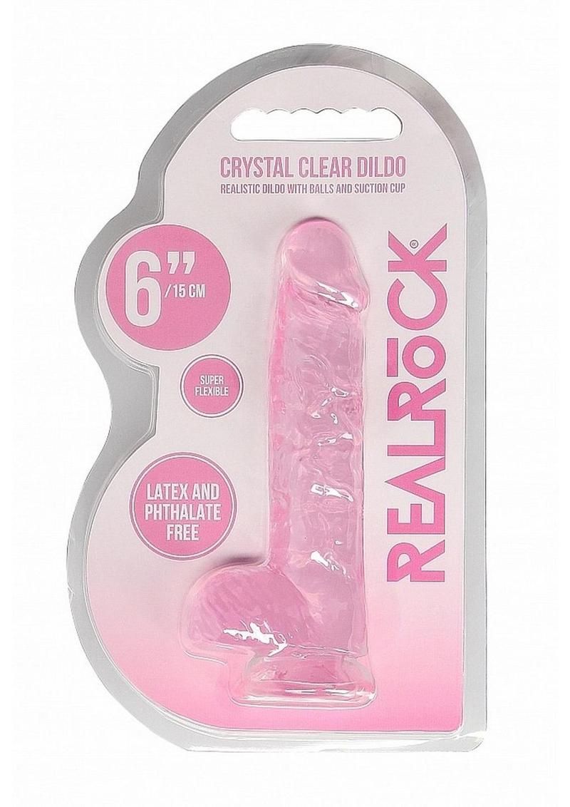 RealRock Crystal Clear 6" Dildo w/Balls