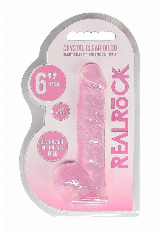 RealRock Crystal Clear 6" Dildo w/Balls