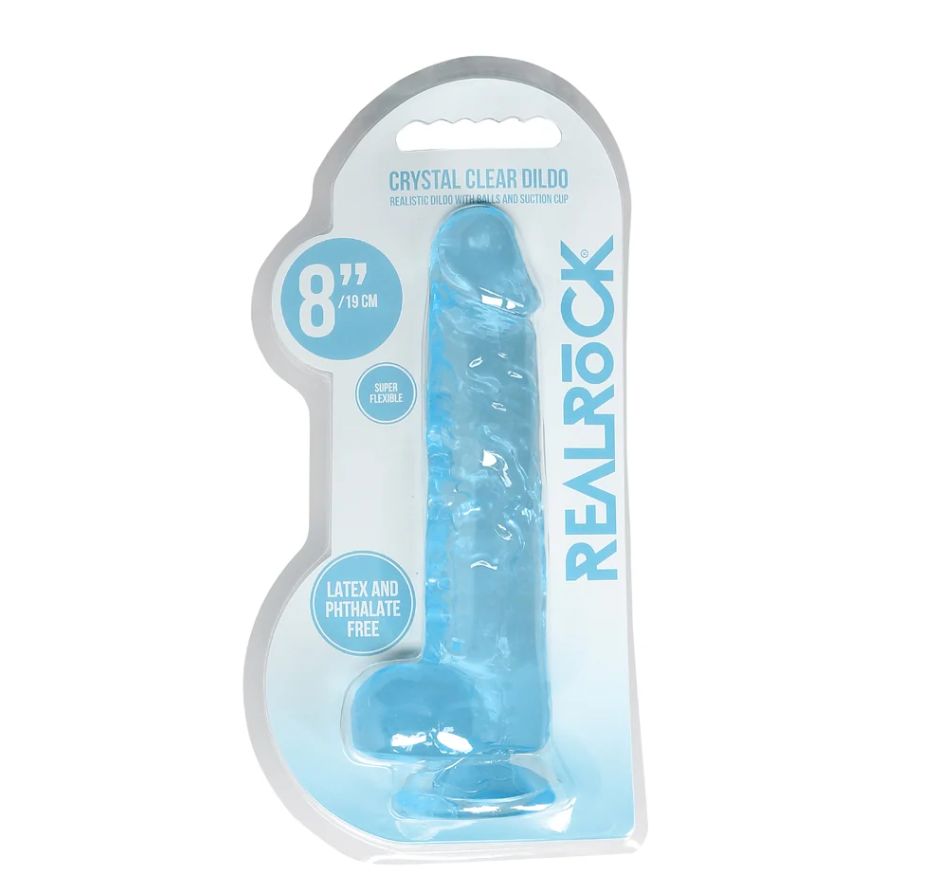 RealRock Crystal Clear 8" Dildo w/Balls