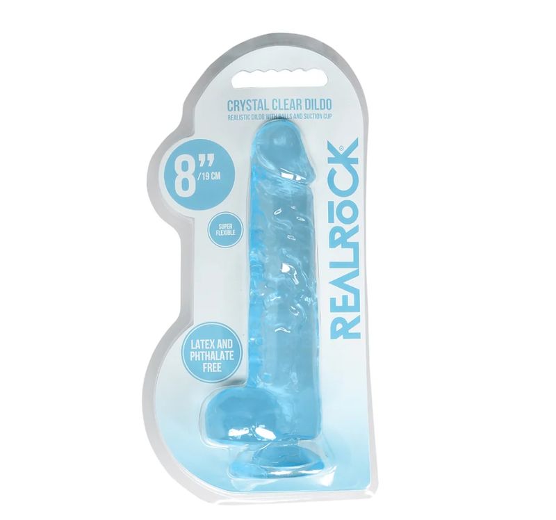 RealRock Crystal Clear 8" Dildo w/Balls