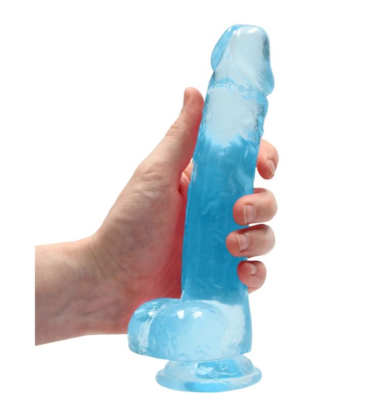 RealRock Crystal Clear 8" Dildo w/Balls