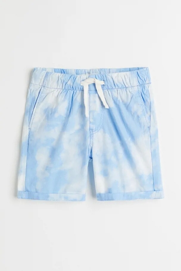 Cotton shorts light blue tie dye