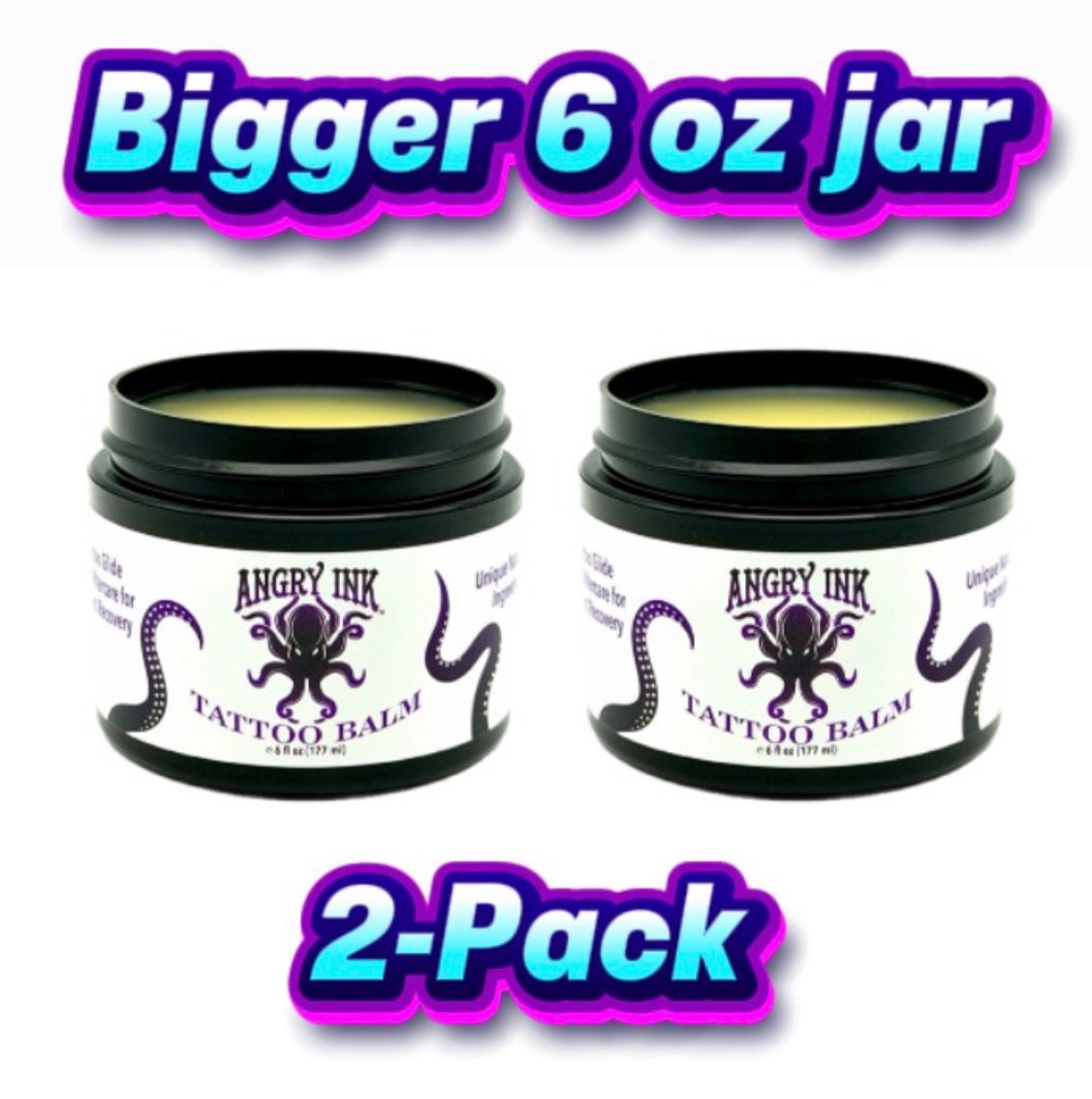6 oz Jar Angry Ink Tattoo Balm, 2-PACK ($28/jar) (Retail value $99)