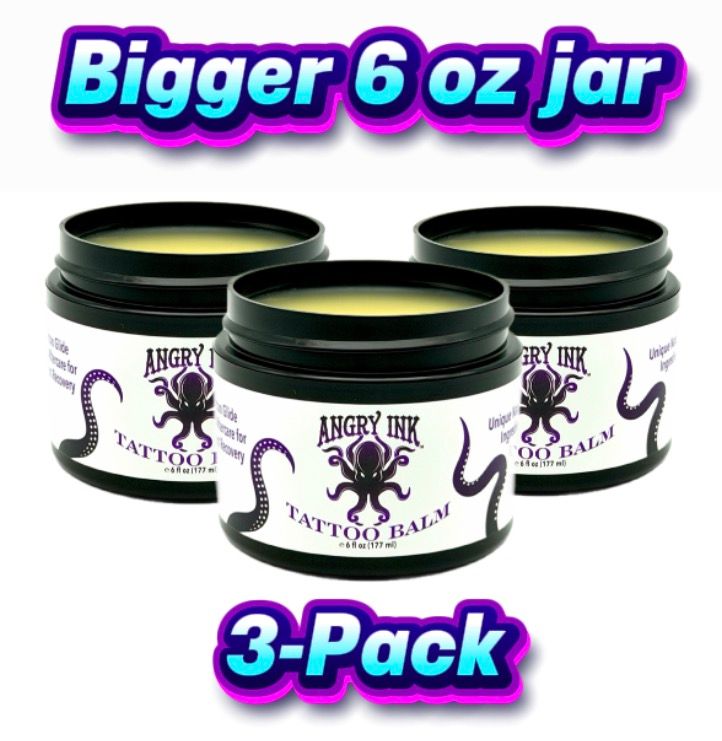3-PACK, 6 oz Jar Angry Ink Tattoo Balm, ($26/jar) (Retail value $150)