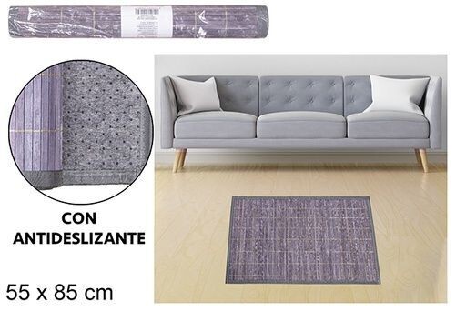 Tapis bambou gris bandes 11mm bord pp 55x85cm