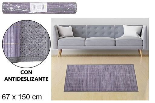 Alfombra bambú gris tiras 11mm borde pp 67x150cm