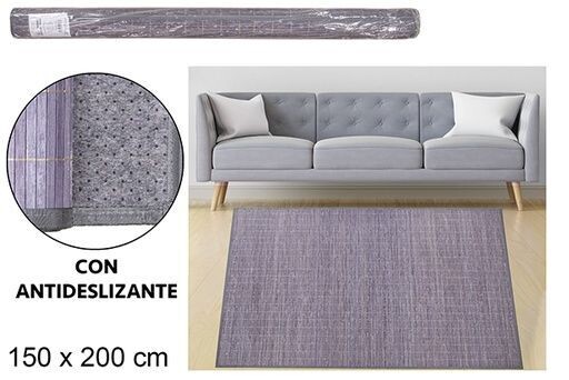 Tapis bambou gris bandes 11mm bord pp 150x200cm