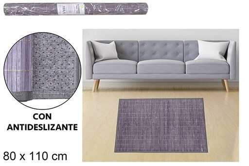 Tapis bambou gris bandes 11mm bord pp 80x110cm