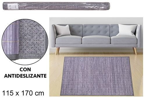 Tapis bambou gris bandes 11mm bord pp 115x170cm