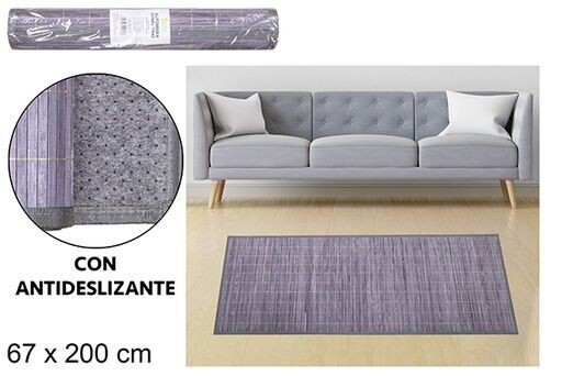 Alfombra bambú gris tiras 11mm borde pp 67x200cm
